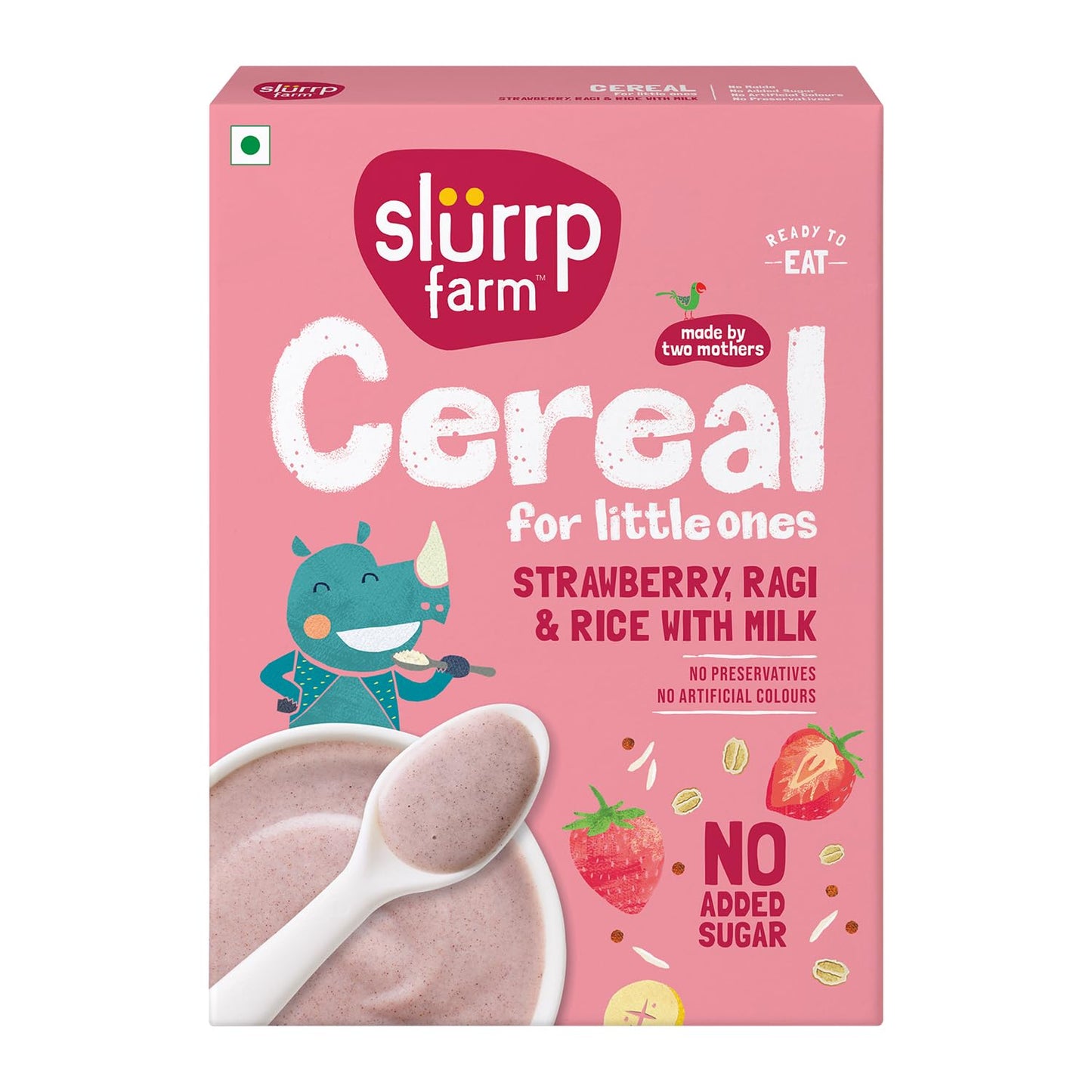Slurrp Farm Instant Cereal With Ragi, Rice & Strawberry with Milk