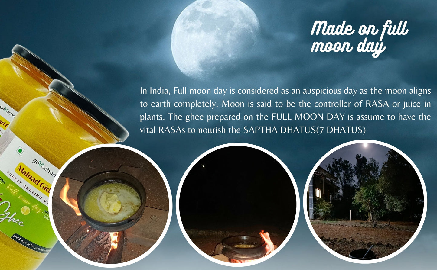 Gorochana 100% Source Traceable Desi Malnad Gidda A2 Full Moon Day Bilona Cow Ghee | Pure Ghee | Organic Ghee