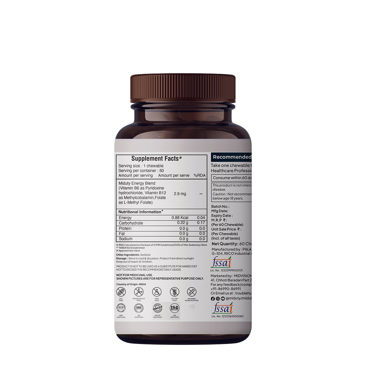 Miduty by Palak Notes Methyl B-12 & Folate Chewable Tablets