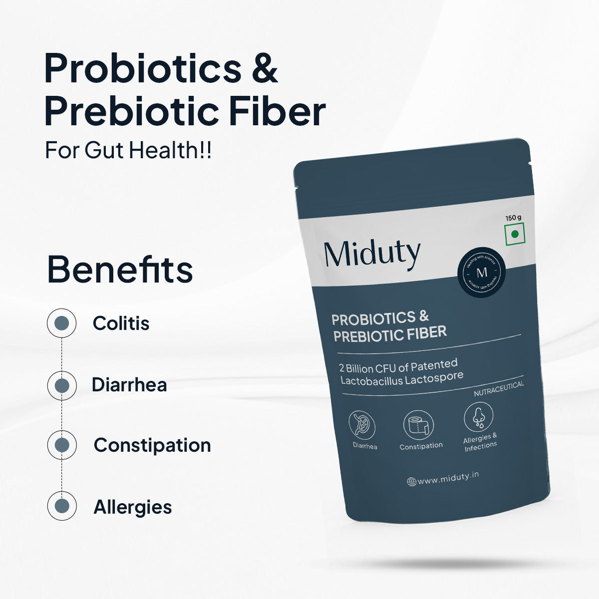 Miduty by Palak Notes Probiotics & Prebiotic Fiber powder