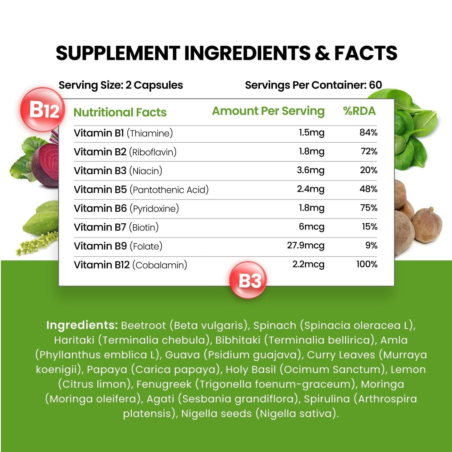 Himalayan Organics Organic B12 500mg Vegetarian Capsules