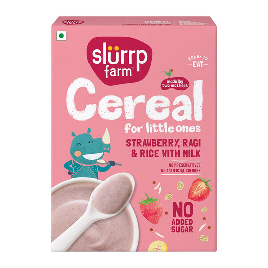 Slurrp Farm Instant Cereal With Ragi, Rice & Strawberry with Milk
