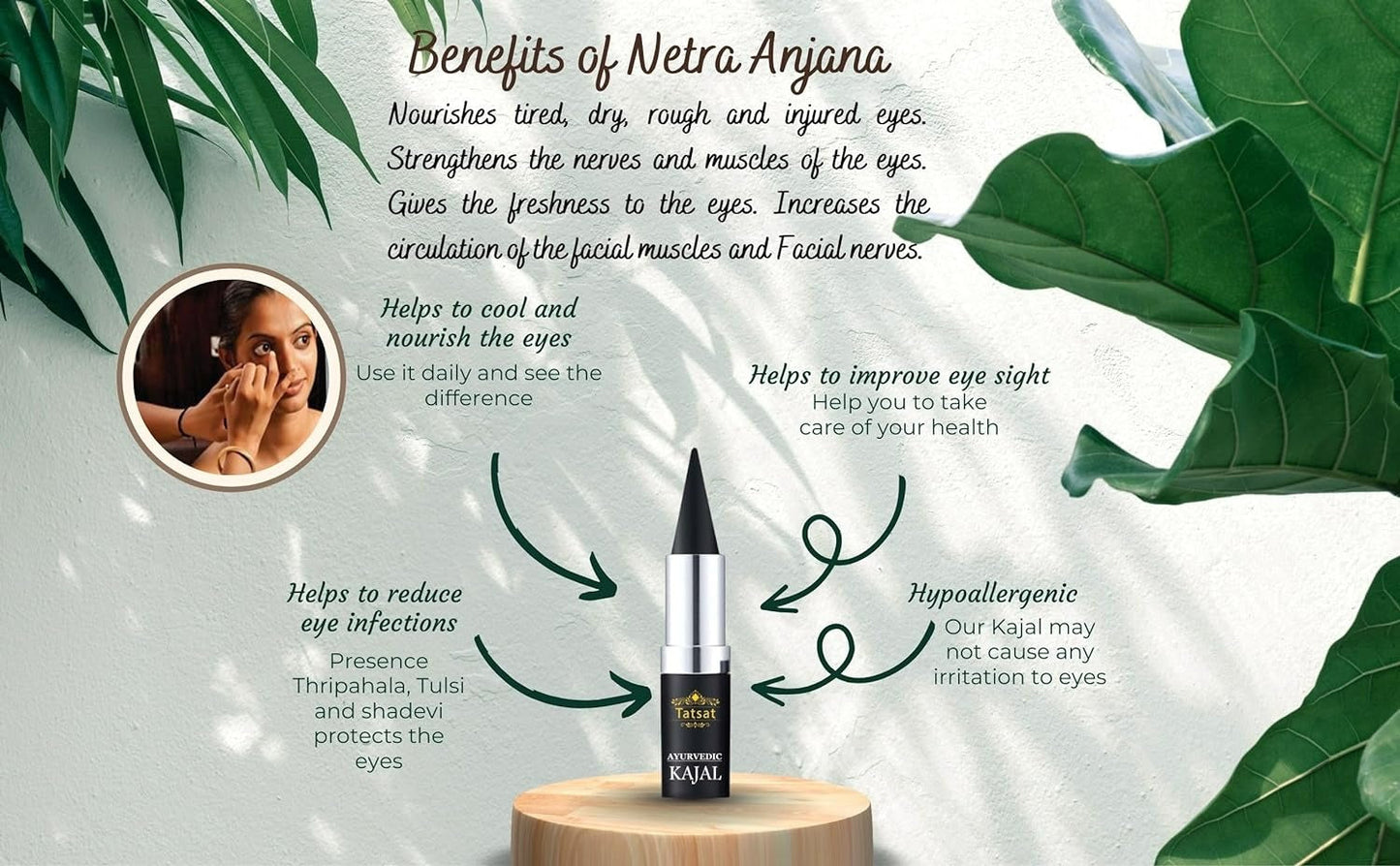 Tatsat 100% Natural Certified Ayurvedic Kajal With Pure Herbs